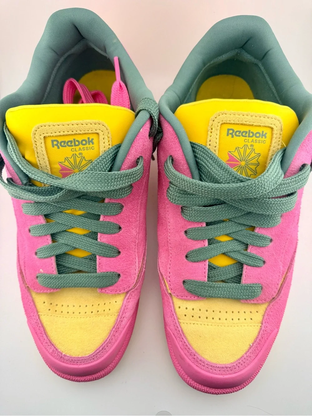 Reebok Classic Men's Pink & Yellow Low-Top Sneakers